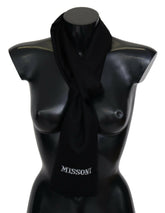 Missoni Black 100% Wool Unisex Neck Wrap Fringes Logo Scarf -   -  Missoni.